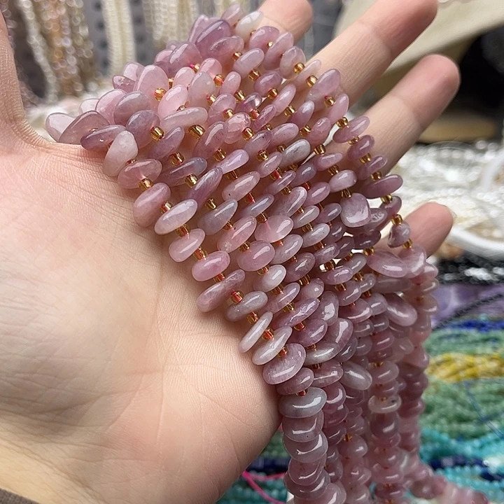 玛瑙/玉髓未镶嵌珠宝半成品一条紫马粉晶随型隔片