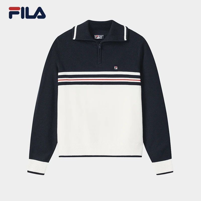 Fila/斐乐女款编织衫卫衣长袖时尚休闲翻领秋冬撞色F11W548404F