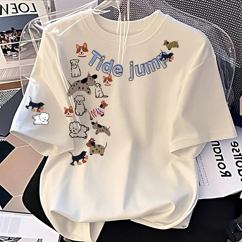 【6-3最新】2025纯棉男女同款纯棉T恤短袖t恤男女夏季ins潮宽松印花