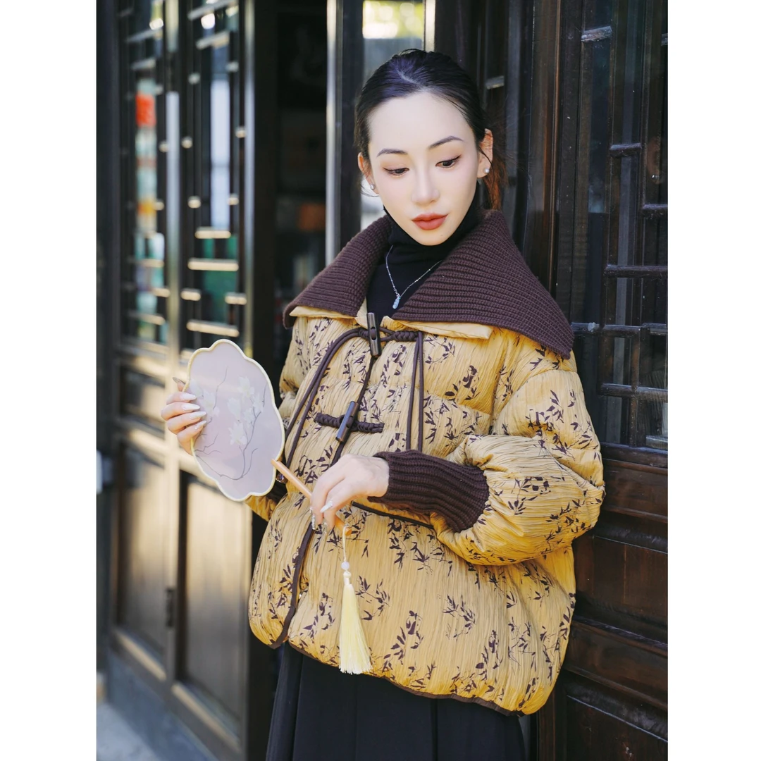 【原创鹅绒服】2025新款新中式国风女时尚加厚短款鹅绒服外套