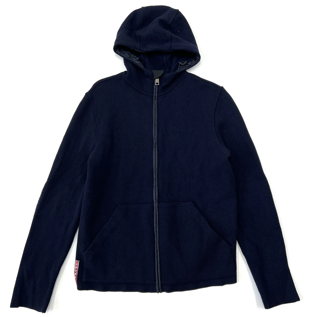 99新 Prada/普拉达 秋冬羊毛连帽运动拉链外套加厚48码/4660/