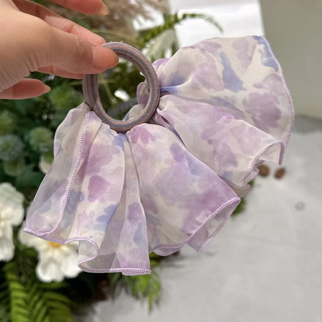 FUXI/福熙【朝花夕拾】系列轻奢时尚紫色晕染裙摆发圈头绳2773