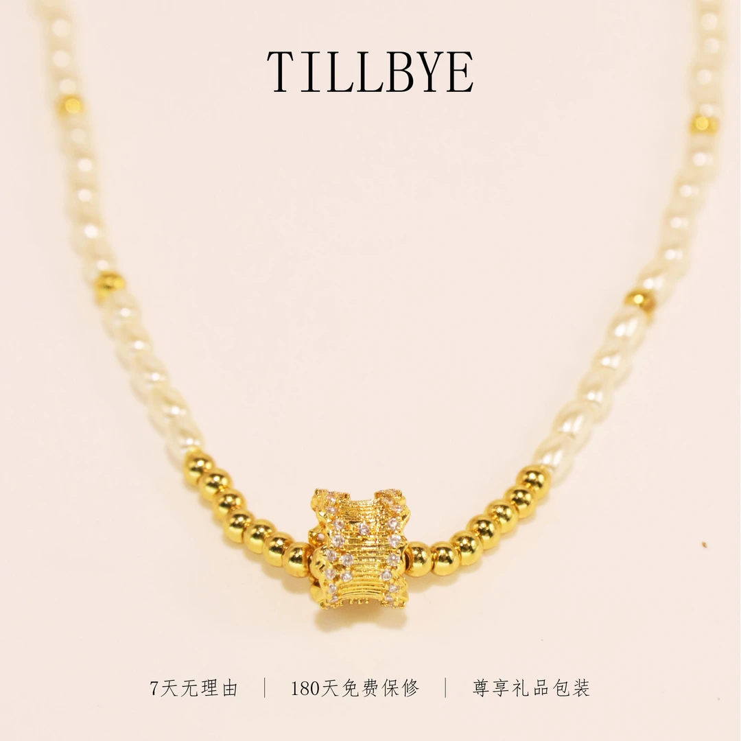 铜合金仿珍珠项链 拉丝小蛮腰 珍珠女轻奢高级感项链