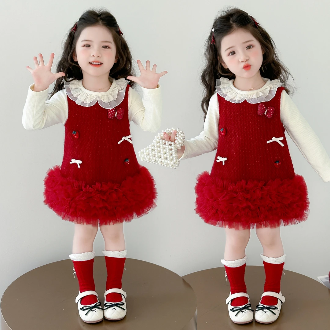 2025女童流光风韩版春秋琥珀流光女童俏皮精致公主风连衣裙套装