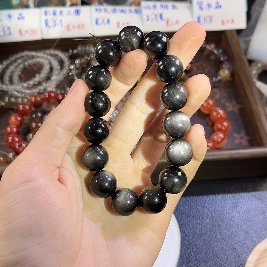 水晶手链未镶嵌银曜14mm➕