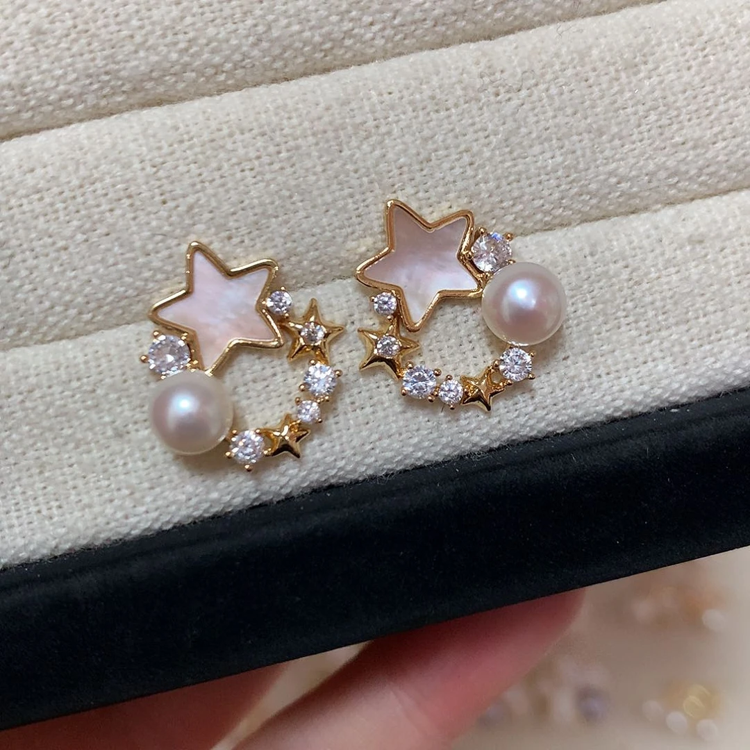 淡水珍珠耳饰合金