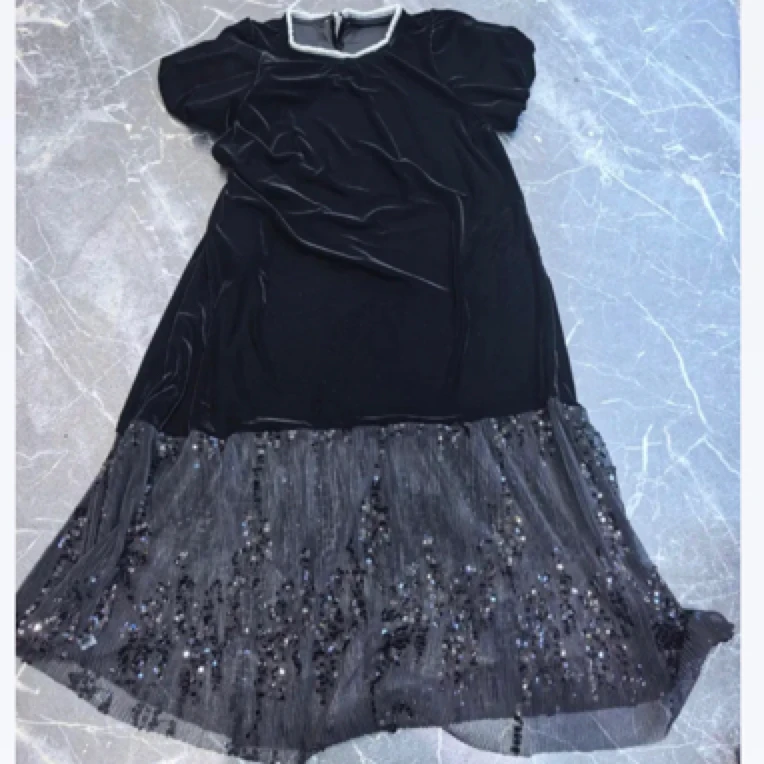 深圳3232南油高定丝绒连衣裙拼接亮片网纱裙裙子