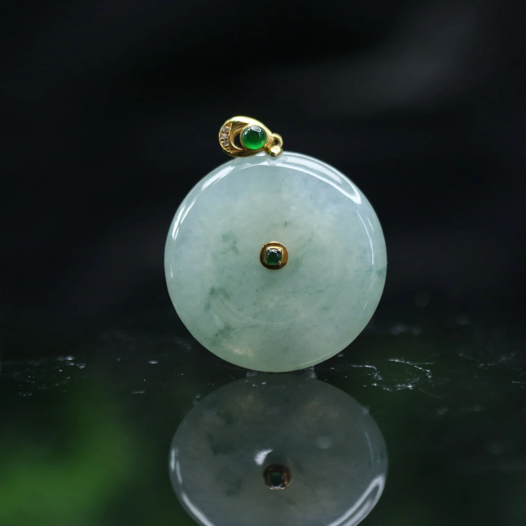 FC3天然缅甸翡翠A货18k冰平安扣/700714/保利厦门拍卖