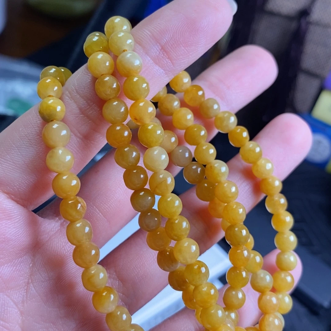 翡翠未镶嵌颈饰油黄项链