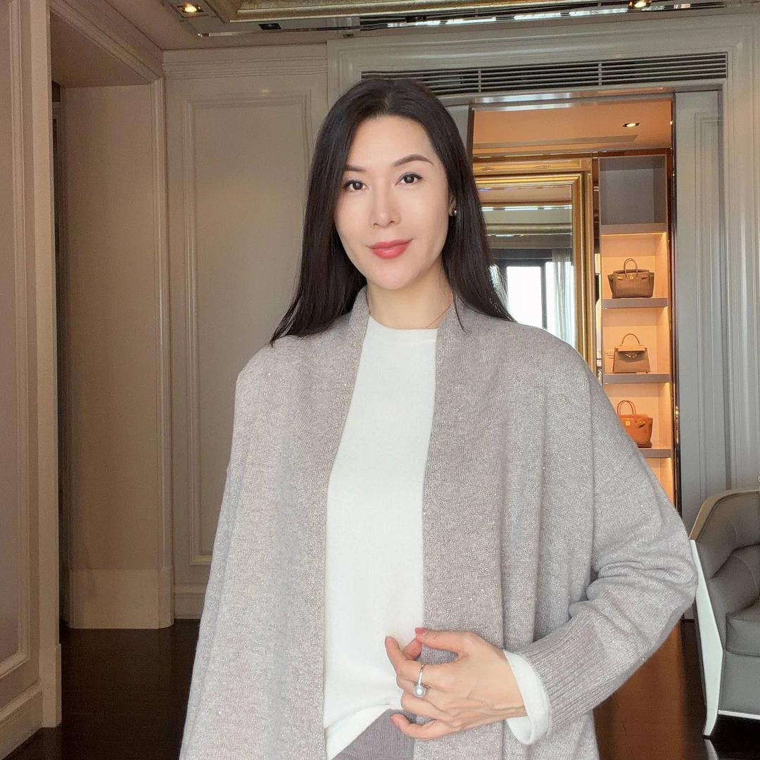 【高奢老钱风】超细羊毛珠片纱毛衣外套CD2168314