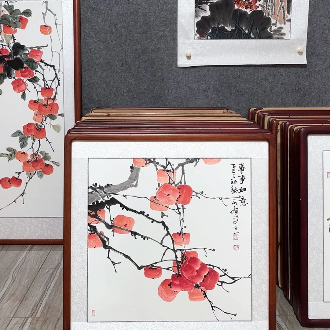 国画书画作品带框63×63