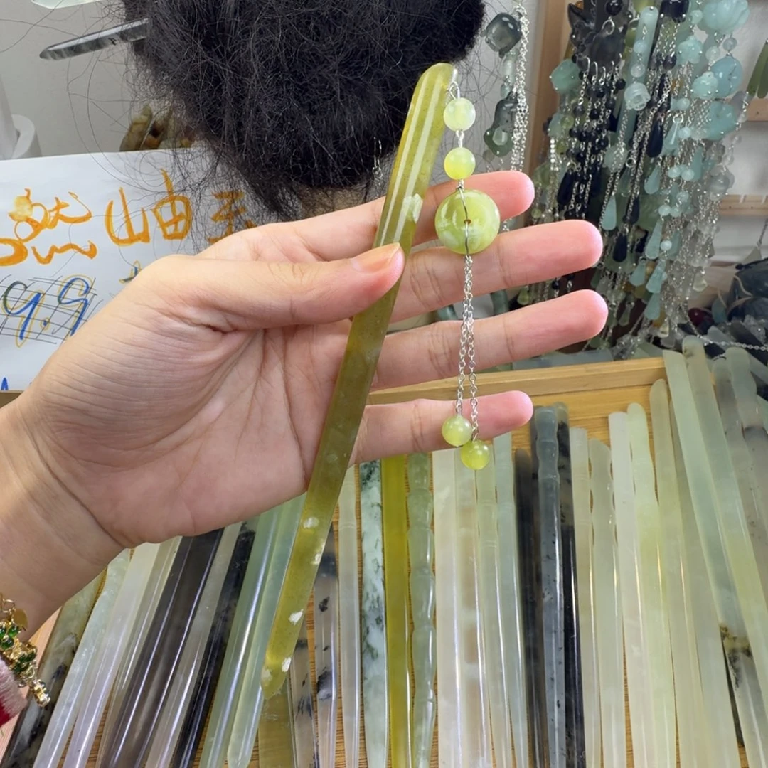 蛇纹石玉合金发饰