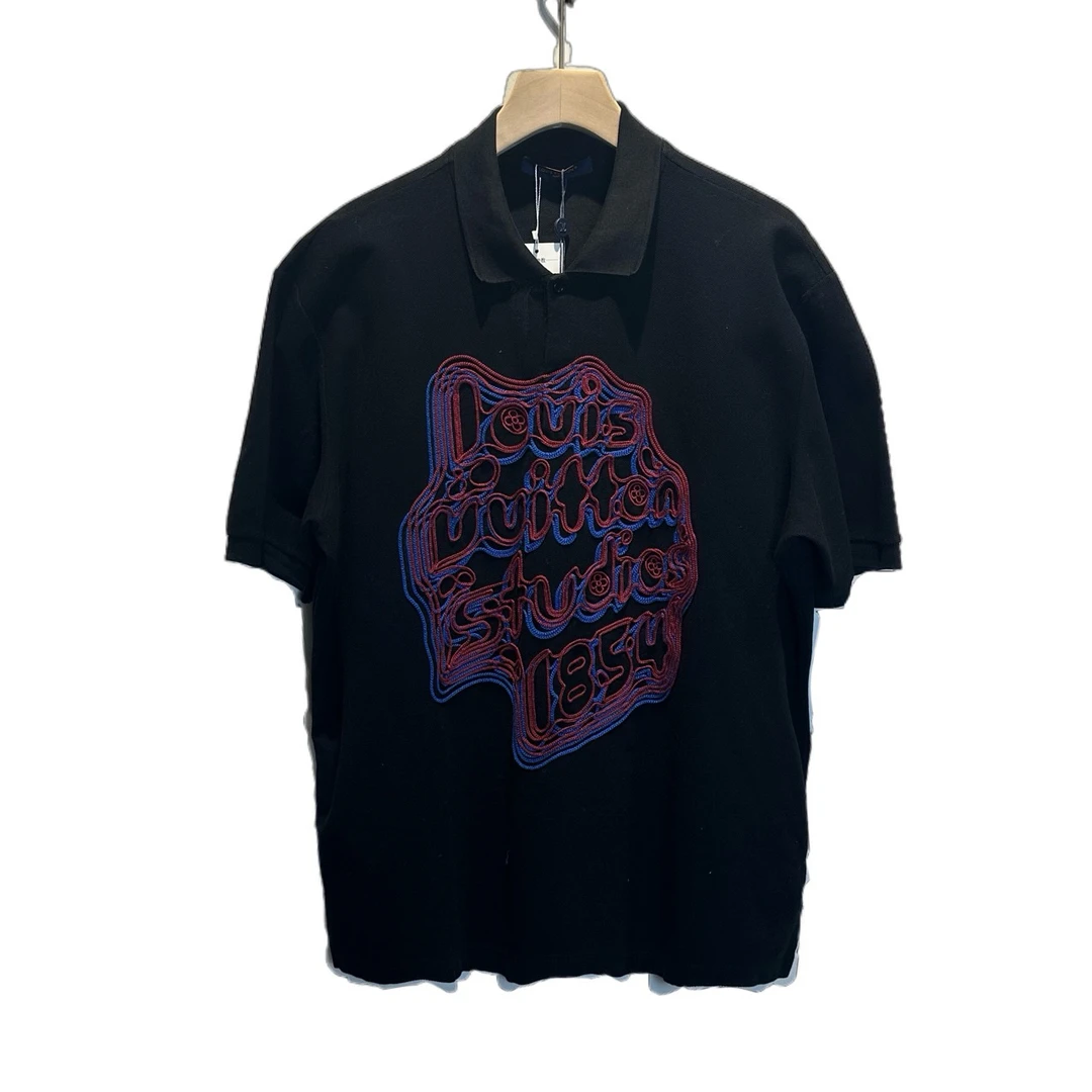 未使用 LouisVuitton/路易威登 字母涂鸦polo短袖/全新/4L码