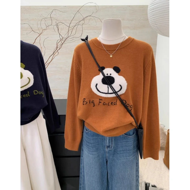 【呆萌小熊】韩系减龄字母卡通提花呆萌小熊可爱简约基础毛衣女
