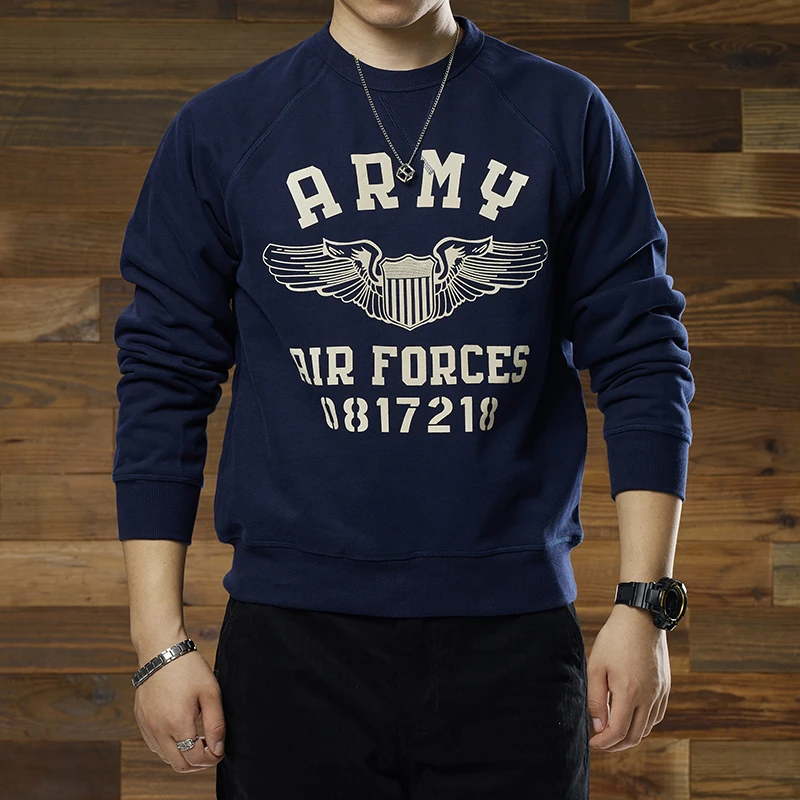 AKARMY棉长袖卫衣男士圆领套头美式复古休闲春季运动大码上衣