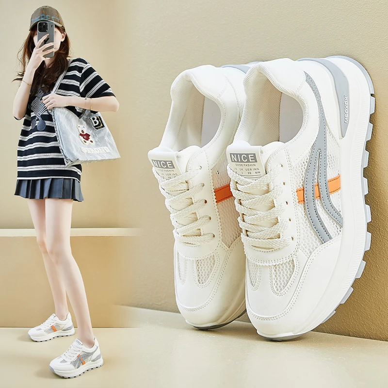 阿甘鞋女2025新款夏季薄款网面透气网鞋百搭小白跑步休闲运动鞋子