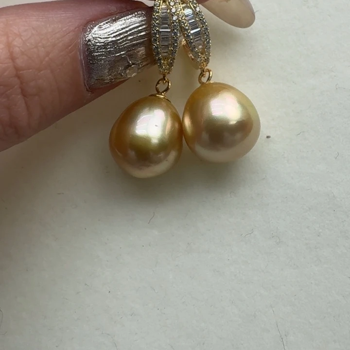 海水珍珠耳饰银S925镶嵌