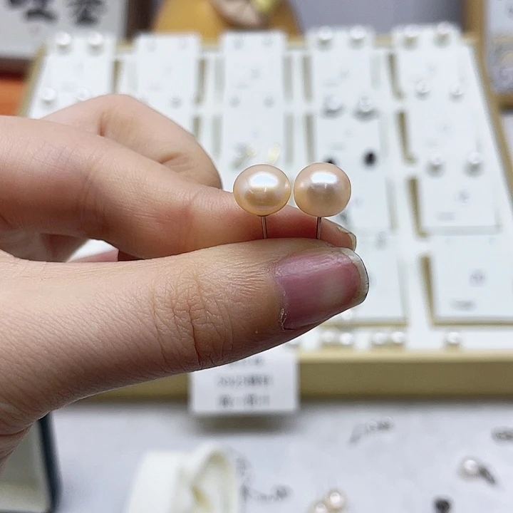 淡水珍珠耳饰银S925镶嵌如****次