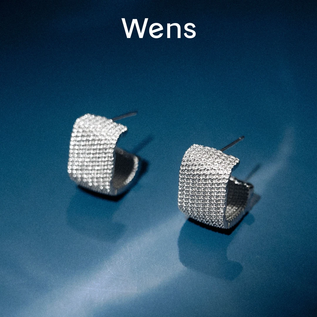 Wens/吻斯 铜合金耳饰 浮光系列 链条C形圈圈耳环简约百搭设计感