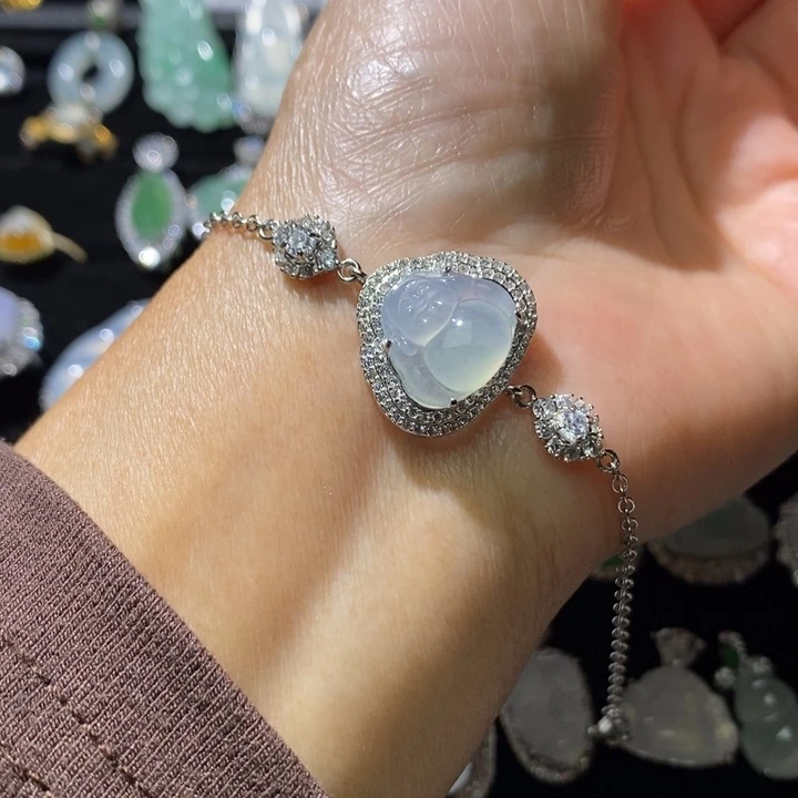 翡翠银S925镶嵌颈饰戒指