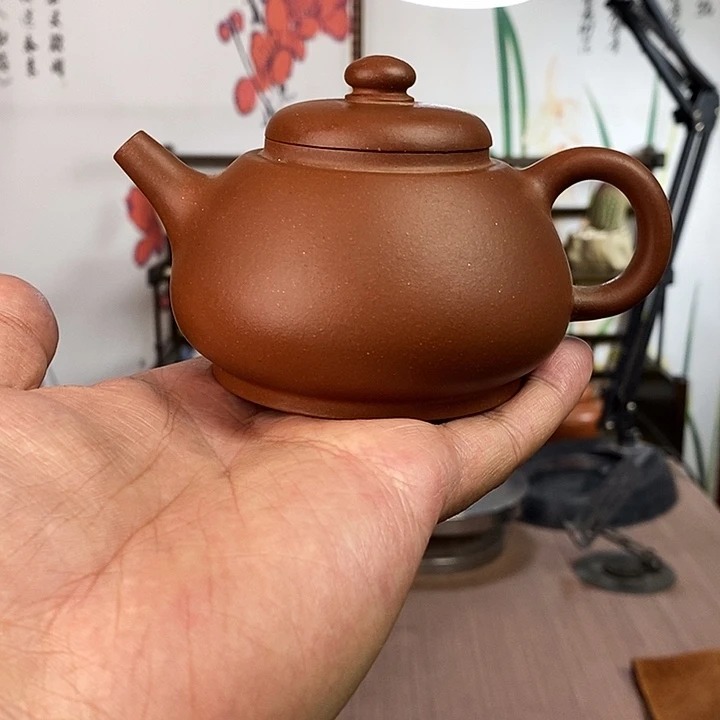 原矿紫泥手工制作笠帽壶200cc