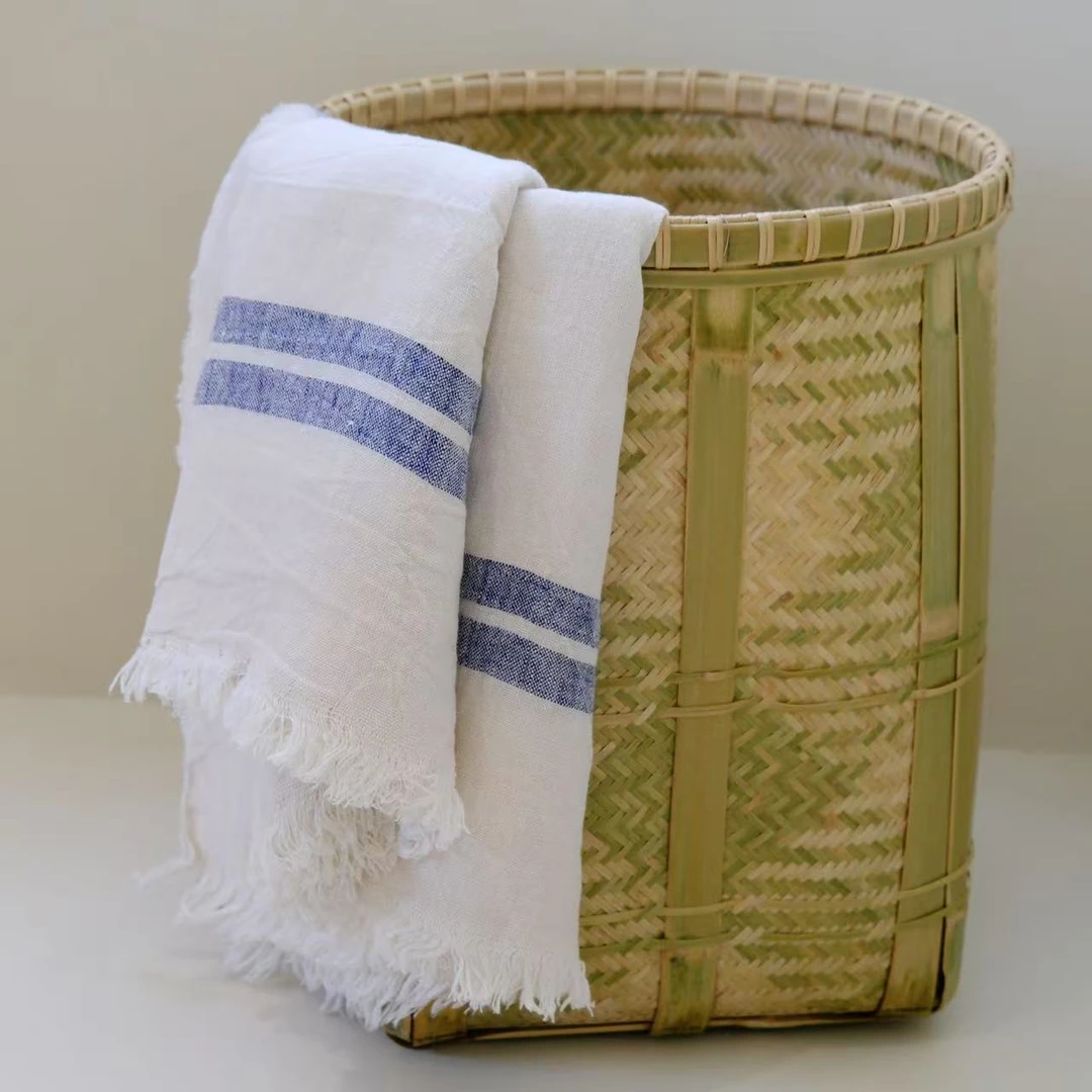 花间事爷爷手工编的大竹筐36*43厘米