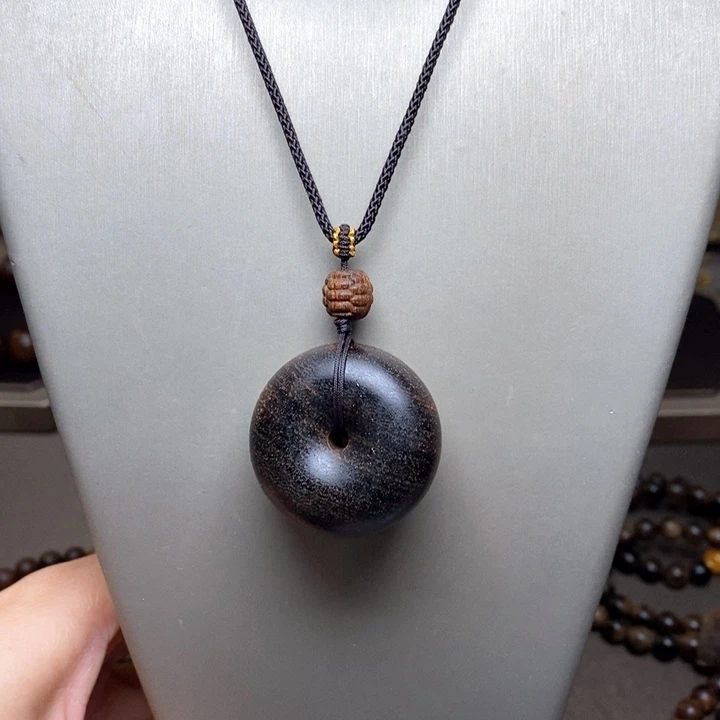 沉香木手串越南芽庄白棋楠平安扣吊坠