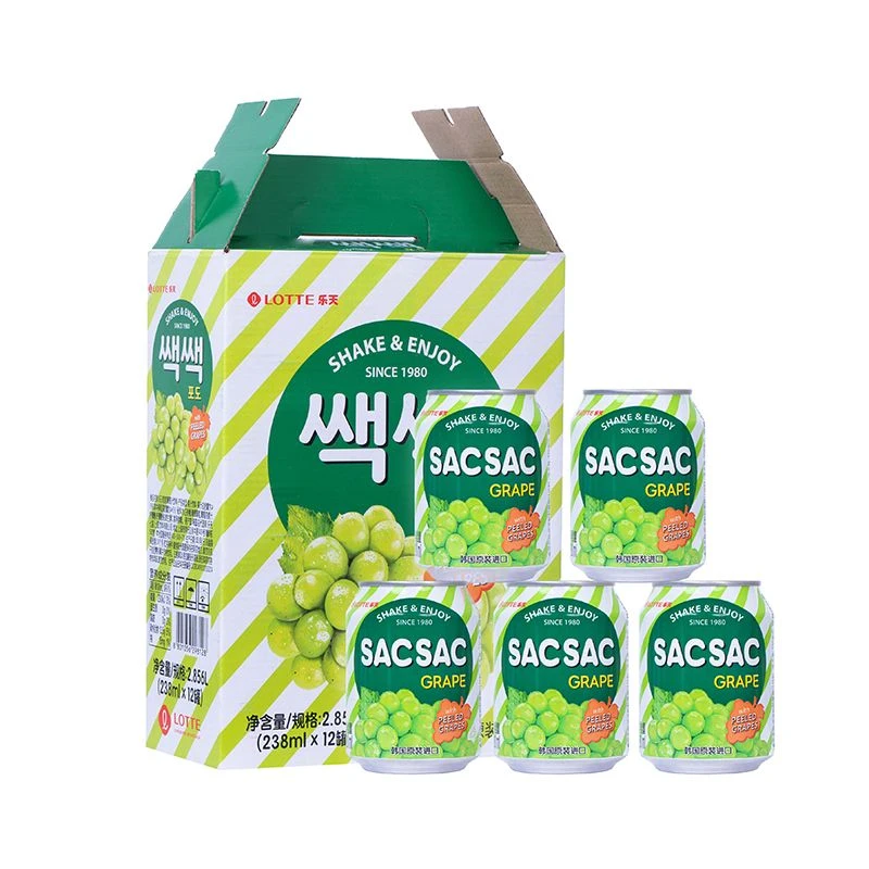 整箱12瓶韩国进口乐天LOTTE果肉饮料葡萄草莓梨汁桃汁苹果汁238ml