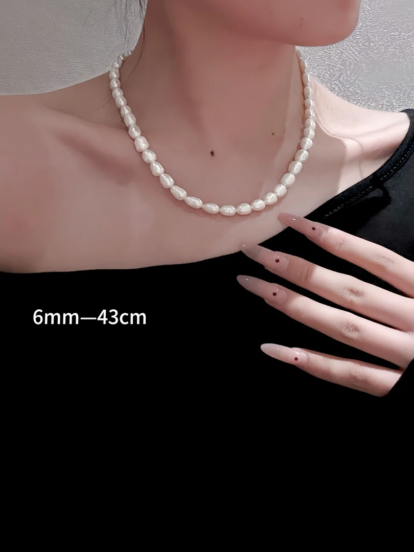 3无核淡水巴洛克珍珠强光可刮粉纯天然珍珠项链 6毫米
