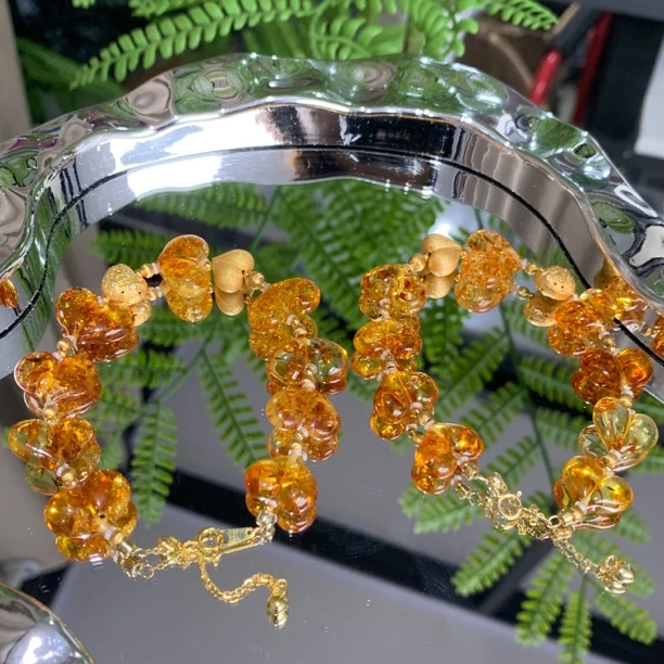 天然花珀屁桃手链 多样性发其一 A85