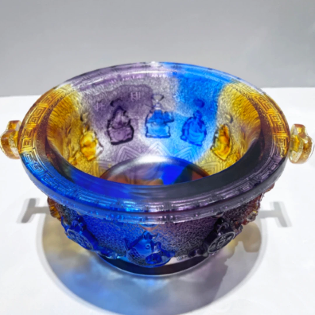 五路招财琉璃艺术品