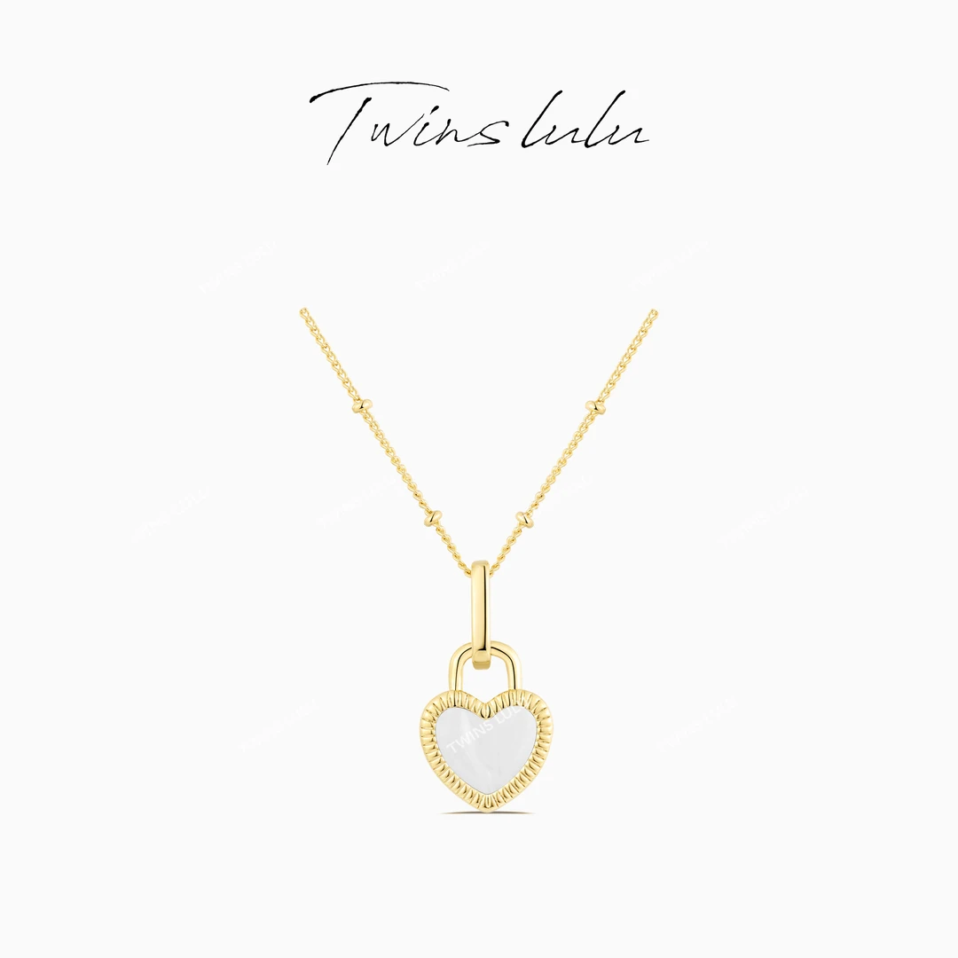 TWINS LULU 镀K金 休闲风简约小众高级感双面爱心项链TSJ9240