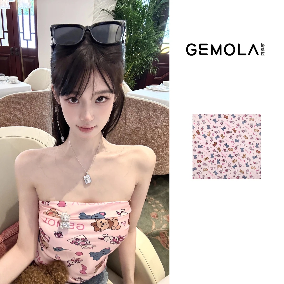GEMOLA/格莫拉叛逆千金风粉色甜心兔兔蛋糕派对抹胸方巾