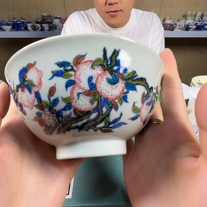 瓷片景德镇陶瓷绿嘻嘻桃面碗
