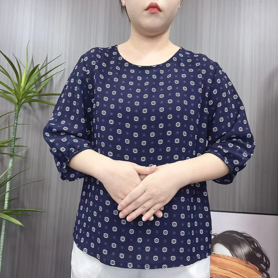 324宽松型碎花常规中长款打底衫蕾丝蓝色嬉皮部落风