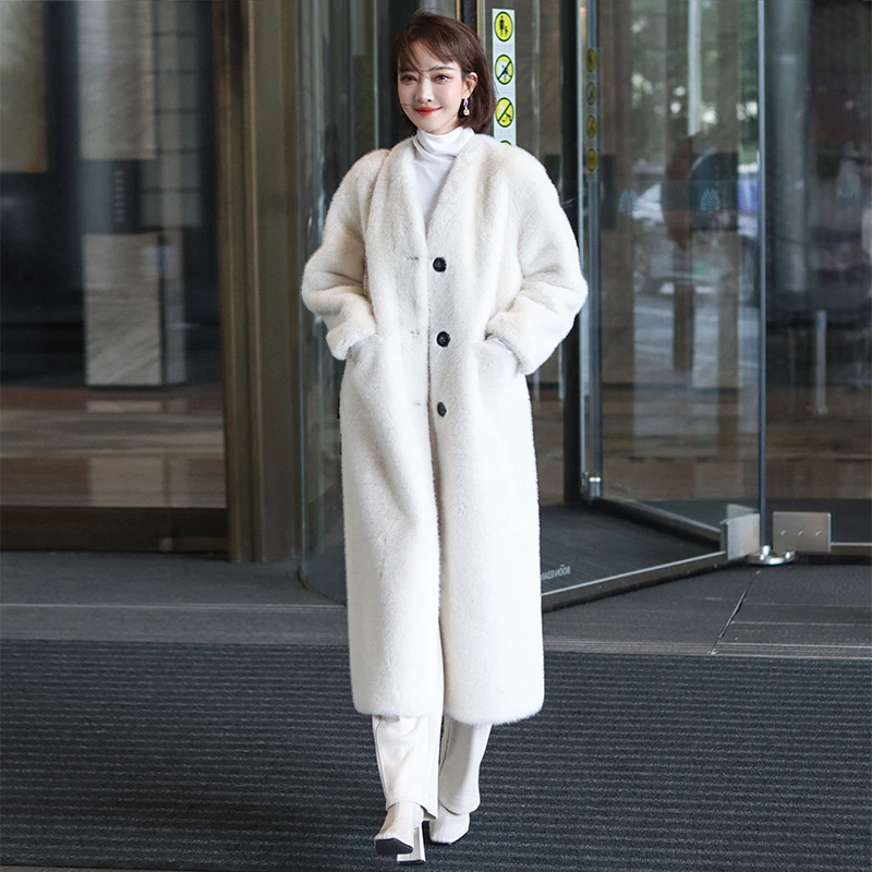 MIUCO大气纯色系V领单排扣直筒廓形长款外套【现货】