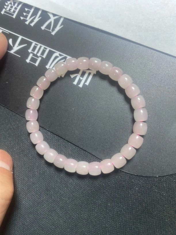 和田玉冰底藕粉直切手串