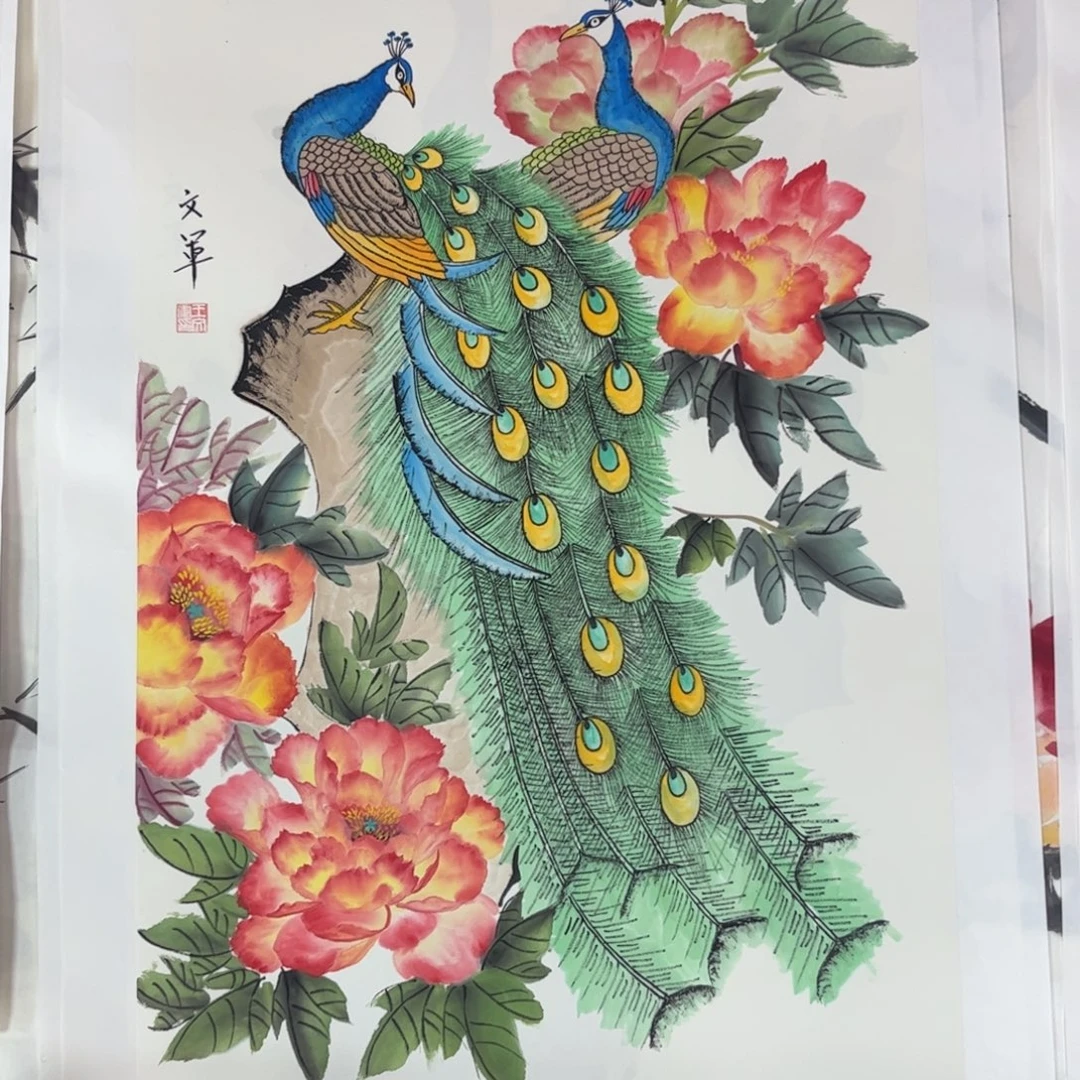 国画三尺花鸟作品m