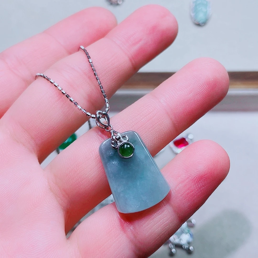 锆石吊坠925银无事牌➕链子
