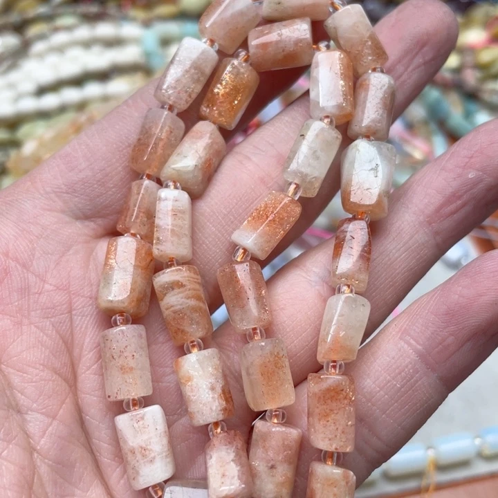 玛瑙/玉髓合金珠宝半成品一条8x12mm金太阳管珠