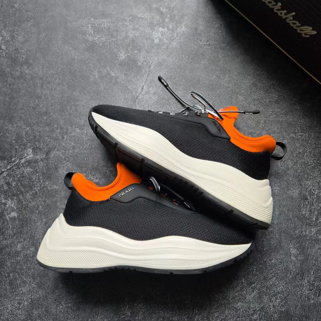 99新 Prada/普拉达 黑橙网面休闲鞋 36码