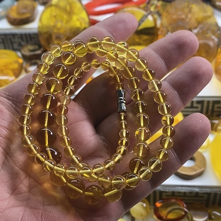 琥珀裸石未镶嵌转**间项链