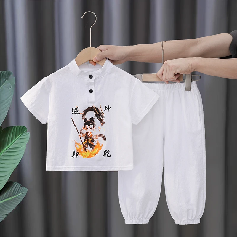 男童汉服夏装夏季套装小男孩中国风唐装两件套宝宝短袖薄款