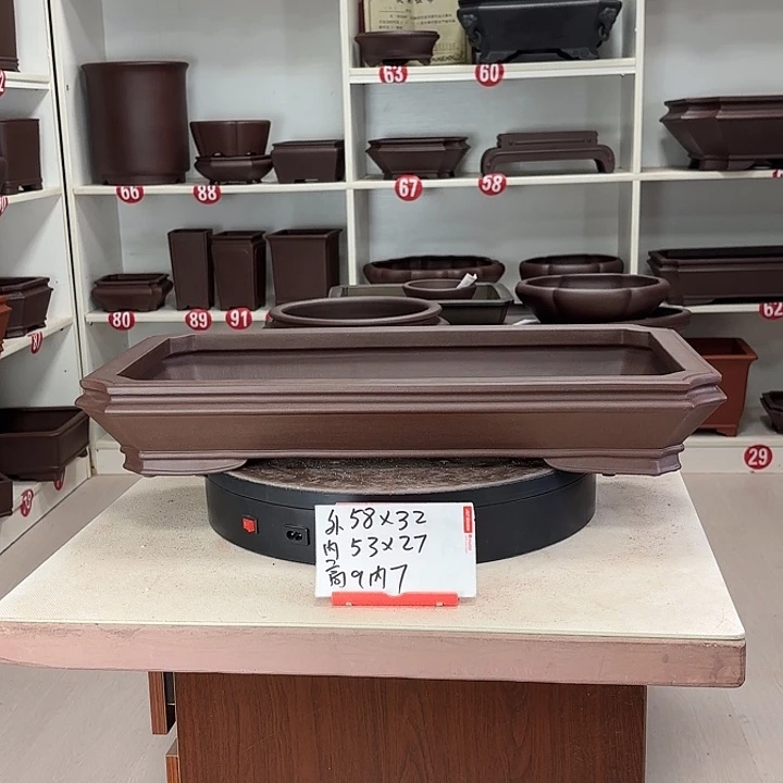 紫砂花盆浅切角大