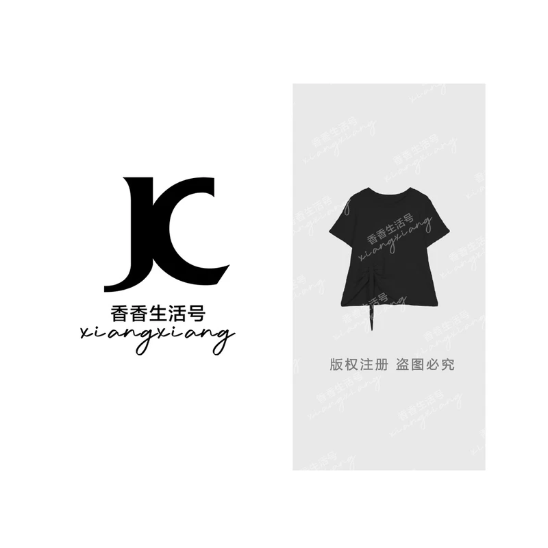 【清仓福利】欧若风下摆丝带时尚T恤洋气上衣女2025春季新款-fe870