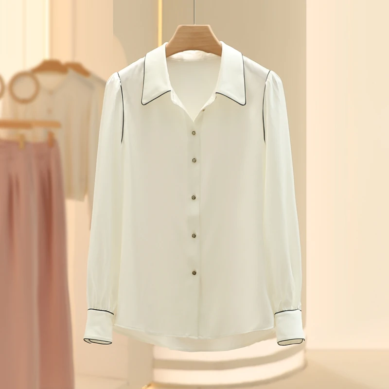 【良月】设计感撞色宽松洋气长袖衬衫2025春季七号铺专柜品牌女装