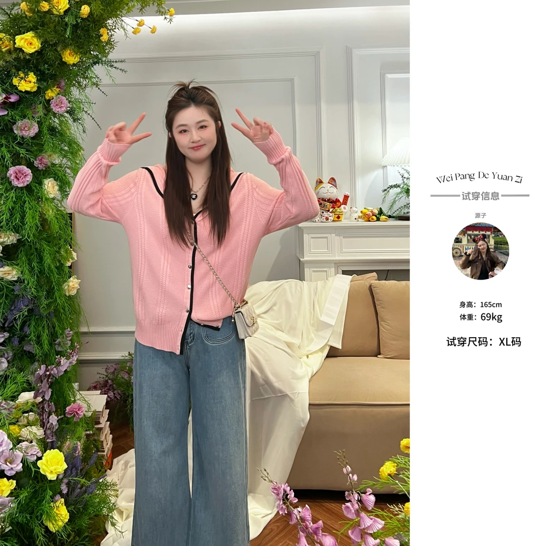 楠序源子【赴约春日】微胖女装 2025年春装新休闲高档针织衫YZ35112