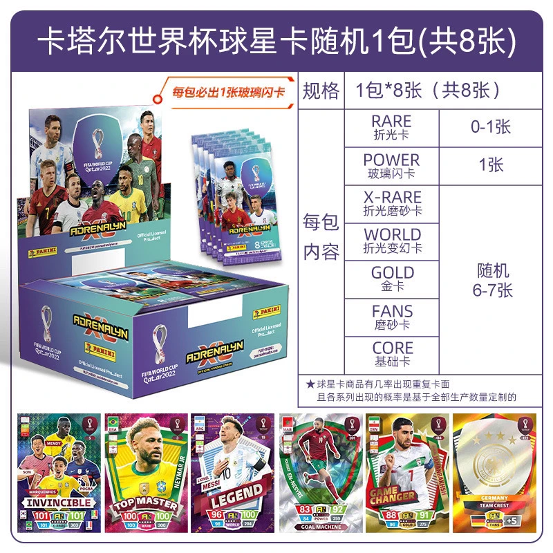 卡塔尔世界杯球星卡随机1包(共8张)