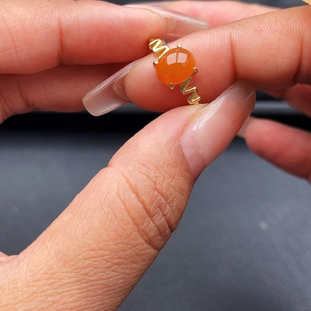 翡翠戒指银S925镶嵌天然缅甸a货翡翠戒指