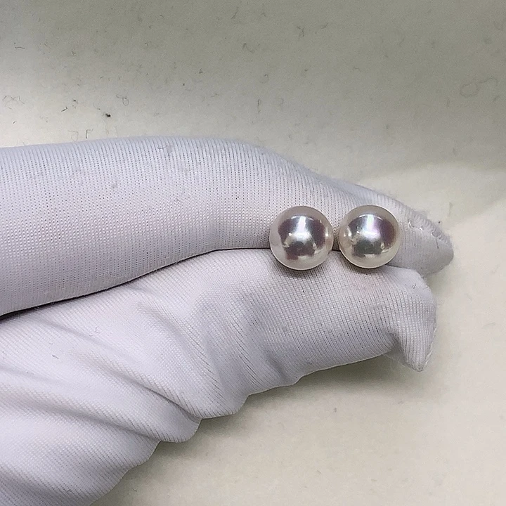 耳钉7-7.518K金镶嵌海水珍珠